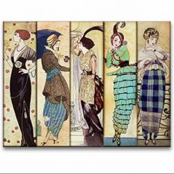 5'li Retro Kadınlar Ahşap Tablo HK0956