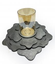 3 Kat Gümüş Çiçek Camlı Mumluk HK0985-102