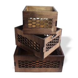 Arı Peteği Desenli 3 Boy Kasa Seti HK0928