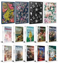 10 Dünya Çocuk Klasiği ve 4 Çiçekli Çizgili Defter -Set-3