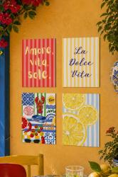 La Dolce Vita Tablo Seti 4'lü Set – Sicilya Temalı- 15x20 cm, 3 mm MDF, UV Baskı