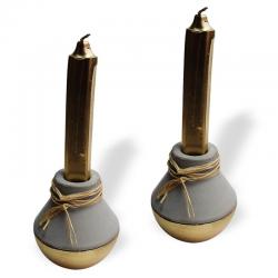 2'li Altın Topaç Beton Mumluk HK1525