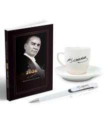 2026 Atatürk Gazi Paşa Ajanda - Atatürk İmza Baskılı Kahve Fincanı - Ayraç - Kartpostal