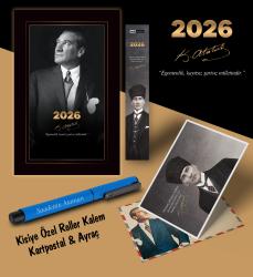 2026 İstikbal Atatürk Ajandası Ayraç Kartpostal Kalem - Mavi
