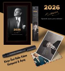 2026 İstikbal Atatürk Ajandası Ayraç Kartpostal Kalem - Siyah