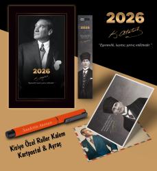 2026 İstikbal Atatürk Ajandası Ayraç Kartpostal Kalem - Turuncu