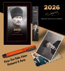 2026 Komutan Atatürk Ajandası Ayraç Kartpostal Kalem - Turuncu