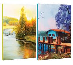 2li Manzara Temalı 13,5x19,5cm 64 Sayfa Çizgili Okul Defteri Seti -4