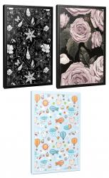 3'lü Çizgili Okul Defteri Seti -Kelebeğin Dünyası-Kara Gül-Gökyüzü