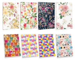 4lü Çiçek Desenli 64 Sayfa Planlama Defteri ve 4 Bloknot-16