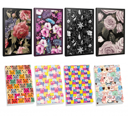 4lü Çiçekli Çizgili  64 Sayfa Defter Seti ve 4 Bloknot -4