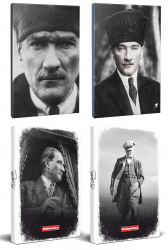 4lü Atatürk 64 Sayfa 13,5x19,5cm Defter ve 176 Sayfa Planlama Defteri Seti -5