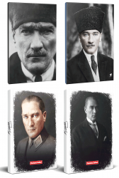4lü Atatürk 64 Sayfa 13,5x19,5cm Defter ve 176 Sayfa Planlama Defteri Seti -6