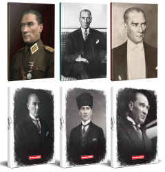 6lı Atatürk 64 Sayfa 13,5x19,5cm Defter ve 176 Sayfa Planlama Defteri Seti -11