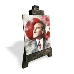 Ahşap Şövalyeli Resim ,Küçük Boy Atatürk Resim 1 HK2514-1