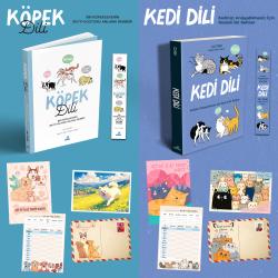 Kedi Dili ve Köpek Dili - Kartpostal - Ayraç - Aşı Takip Kartı - İkili Set