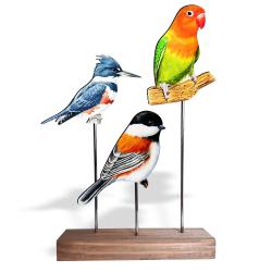 Ahşap Ayaklı Renkli Kuşlar Model 4 HK0364