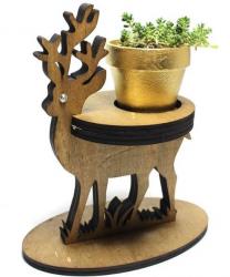 Ahşap Geyikli Beton Saksılık HK1614