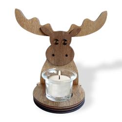 Ahşap Geyikli T-Light Mumluk HK0219