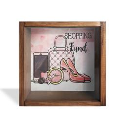 Camlı Ahşap Kumbara Fashion HK0656