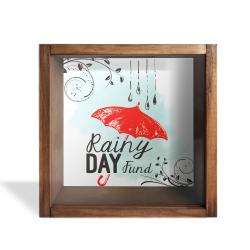 Camlı Ahşap Kumbara Kırmızı Şemsiyeli HK0664