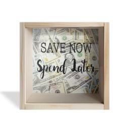 Camlı Ahşap Kumbara Save Now Ham Ahşap HK0655-HM