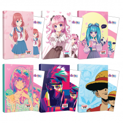 Altılı Flying Kisses-Icecream-Naruto-Luffy-Violet-Catgirl Defter ve Ayraç