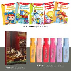 Beşli Boyama Kitabı - Fosforlu Kalem CS-H831 - Oyunbozan Kediler Defter