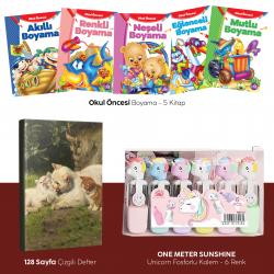 Beşli Boyama Kitabı - Fosforlu Kalem MD-213 -  Kedi Ailesi Defter