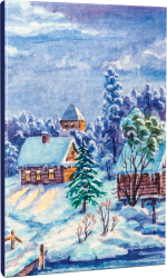 Beyaz Örtü - Manzara Temalı 64 Sayfa Çizgili Okul Defteri