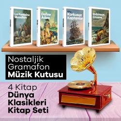 Çocuk Klasikleri Hediye Seti 4 Kitap ve Nostaljik Gramafon Müzik Kutusu