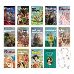 Çocuklara Dünya Romanları 14 kitap ve 5'li Bloknot