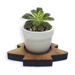 Çam Ağacı Desenli Ahşap Ayaklı Konik Beton Saksı HK1652