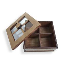 Cam Pencereli Çok Amaçlı Ahşap Kutu