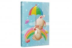 Çizgili Defter Şemsiyeli Tavşan