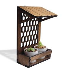 Dekoratif Ahşap, Baklava Desenli 2'li Beton Saksı Standı HK1593