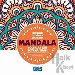 Desenler Tezhipler Şekillerle Mandala - Turuncu Kitap Çocuklar İçin Boyama Kitabı