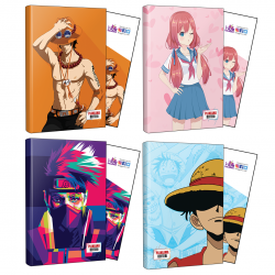 Dörtlü Ace-Flying Kisses-Naruto-Luffy Defter ve Ayraç