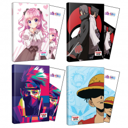 Dörtlü Violet-Sasuke-Itachi-Naruto-Luffy Defter ve Ayraç