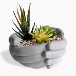 El Desenli Büyük Boy Beton Saksı HK1568