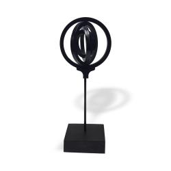 Elenor, Ahşap Halkalı Ayaklı Dünya Biblo Siyah Renk "Küçük Boy" HK0170-0002