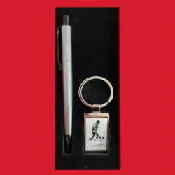 İkili Cumhuriyet Fazilettir Kalem Seti - Gri Tükenmez Kalem ve Anahtarlık