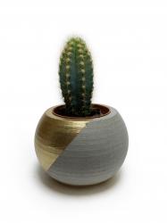 Çift Renkli Beton Küre Saksı