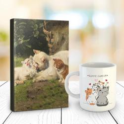Kedi Ailesi 128 Sayfa Çizgili defter ve Kedi Ailesi Kupa Bardak