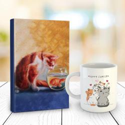 Kedi Rüyası 128 Sayfa Çizgili defter ve Kedi Ailesi Kupa Bardak