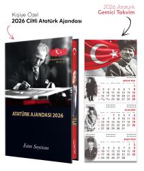 Kişiye Özel 2026 Atatürk Ciltli Ajanda ve Atatürk Gemici Takvim - Ayyıldız