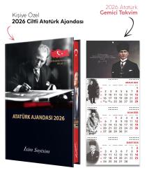 Kişiye Özel 2026 Atatürk Ciltli Ajanda ve Atatürk Gemici Takvim - Gazi