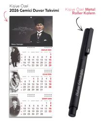 Kişiye Özel 2026 Gemici Duvar Takvimi ve Metal Roller Kalem