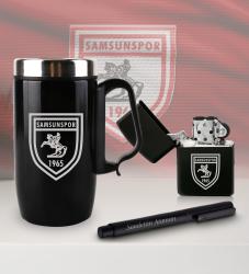 Kişiye Özel Taraftar Seti - Termos Kupa Bardak - Benzinli Çakmak - Metal Roller Kalem - Samsunspor