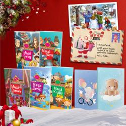 Kişiye Özel Kartpostallı -  Masal Kitapları Seti - 5 Kitap  2 Defter -2